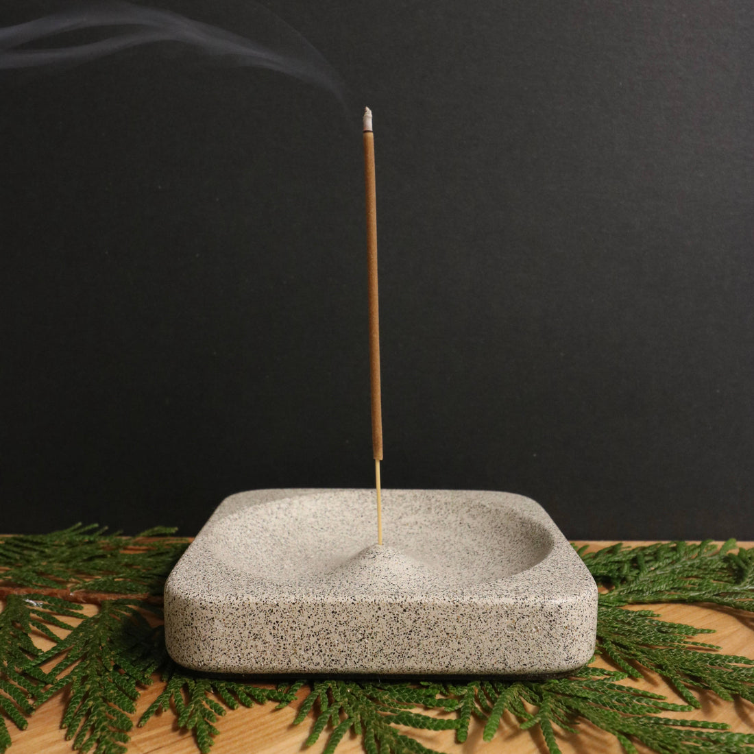 Polished Concrete Incense Holder: White